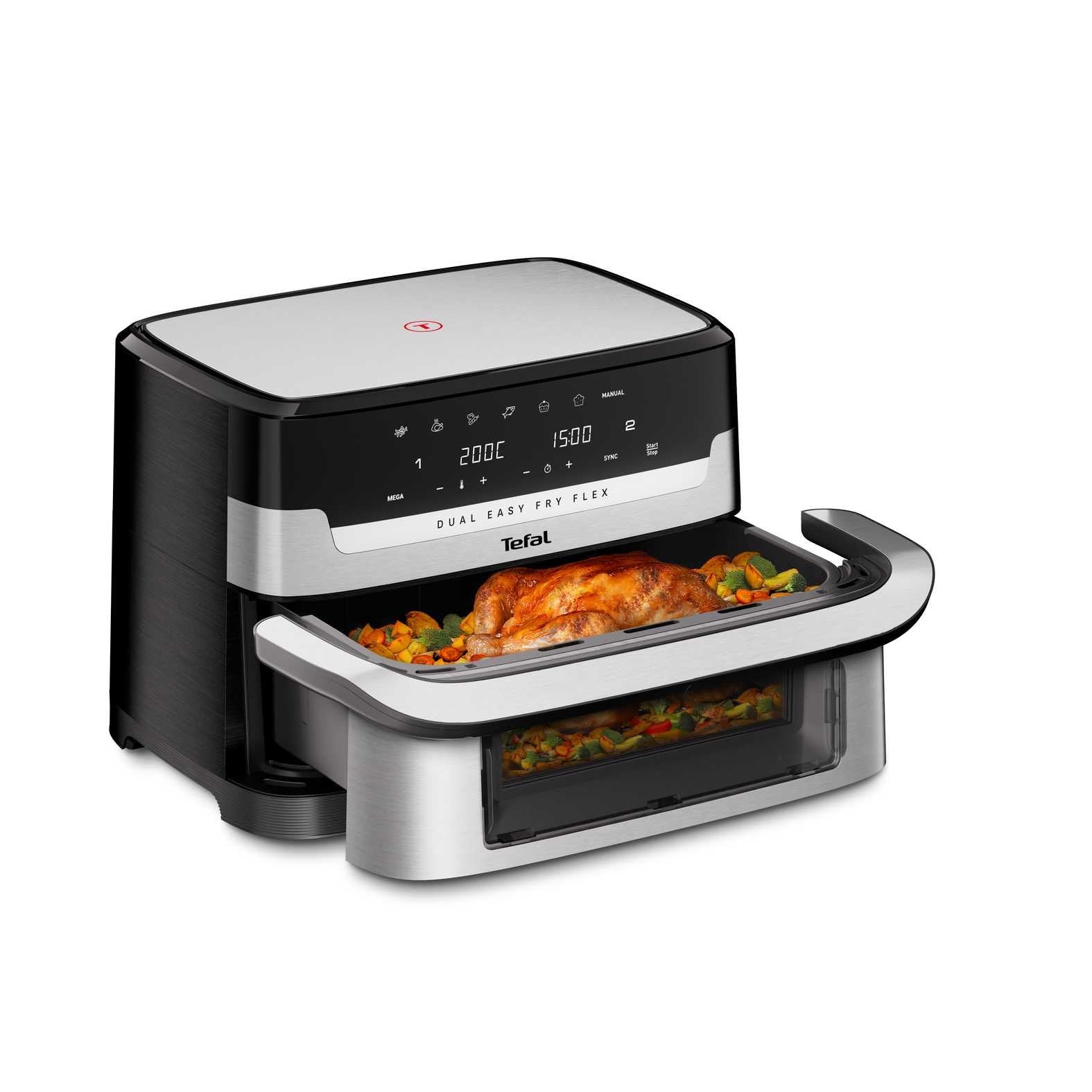 EAN 3045380028753 - Tefal Dual Easy Fry Flex EY922D 9 L Independiente Freidora de aire caliente Negro, Acero inoxidable imagen 1