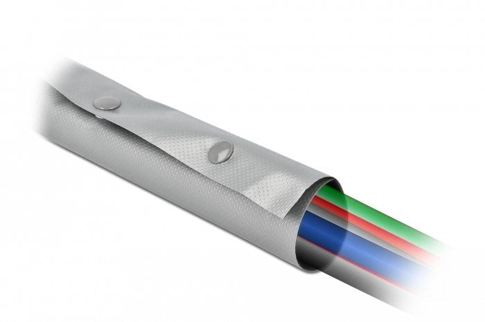 Delock Cableschutzschlauch Mit Knopfverschluss Hitzebeständig 2 M X 30 Mm Grau Schwarz