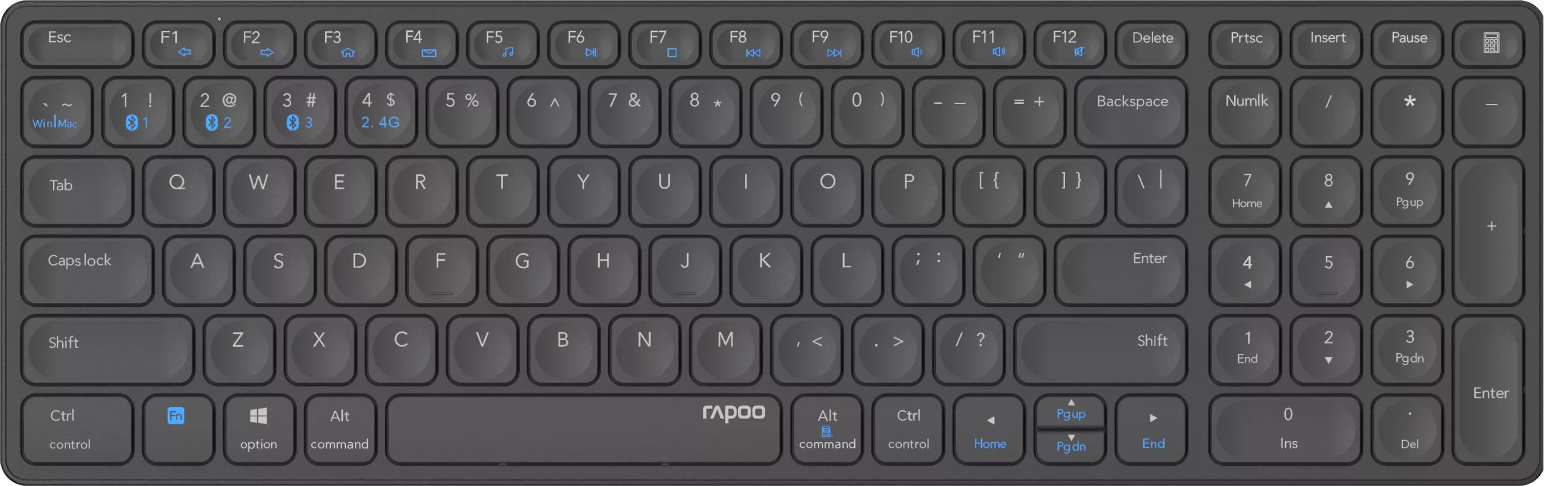 EAN 6940056121608 - Rapoo 00215871 teclado Oficina RF Wireless + Bluetooth QWERTY Inglés Negro imagen 1