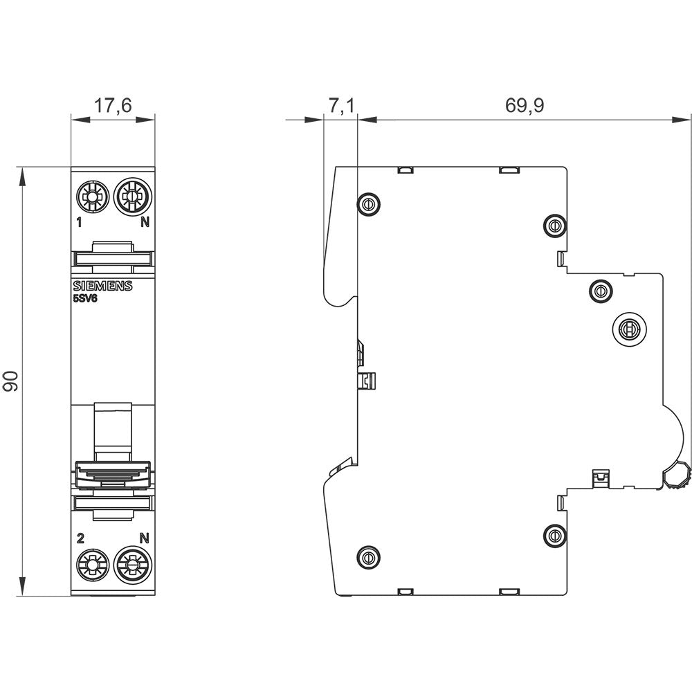 Siemens Afdd-Mcb B16 2pol 5sv6016-6kk16 230v 1te Brandschutzschalter