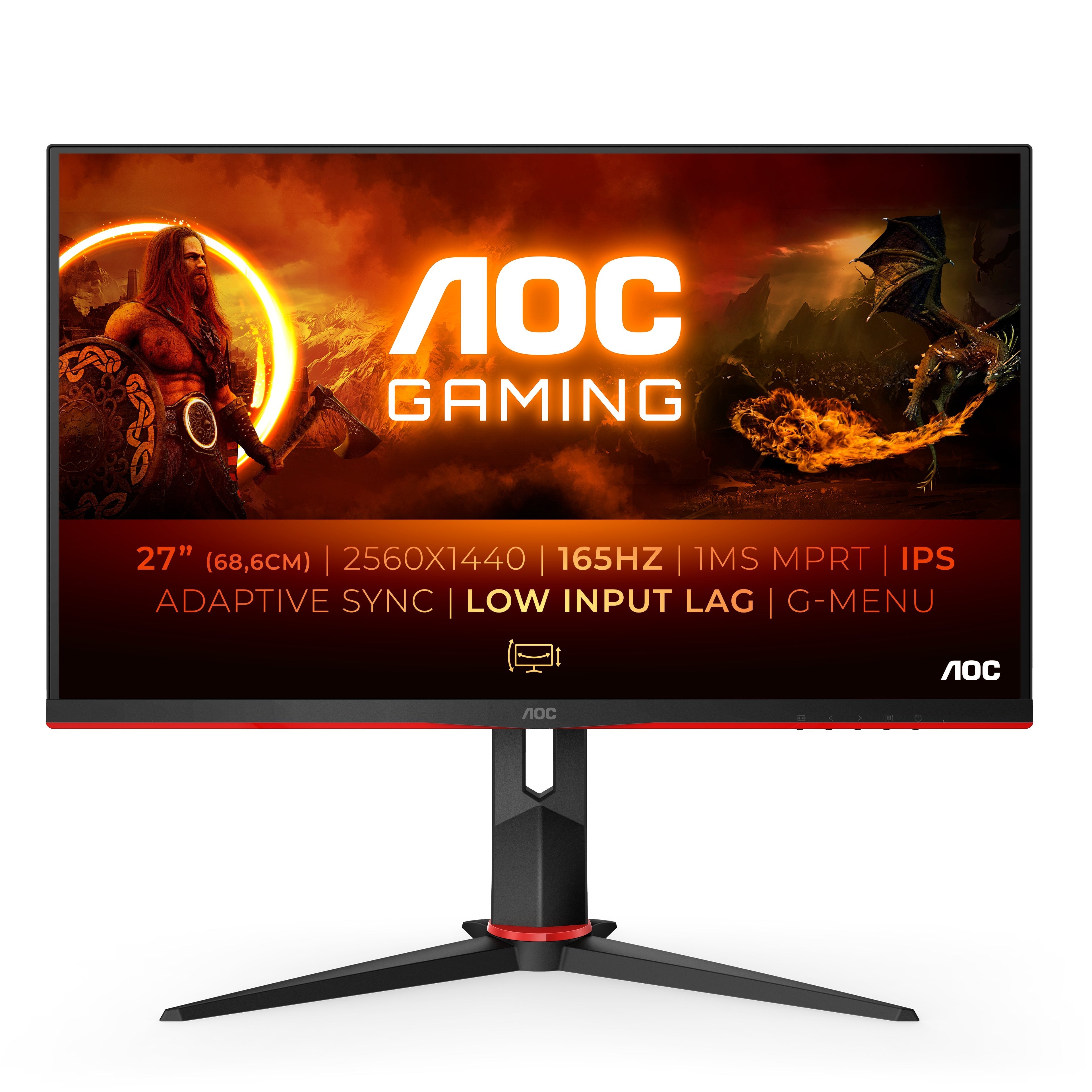 Monitor Gaming Aoc Q27g2s Eu 27' Qhd 1ms 165hz Ips Negro Y Rojo