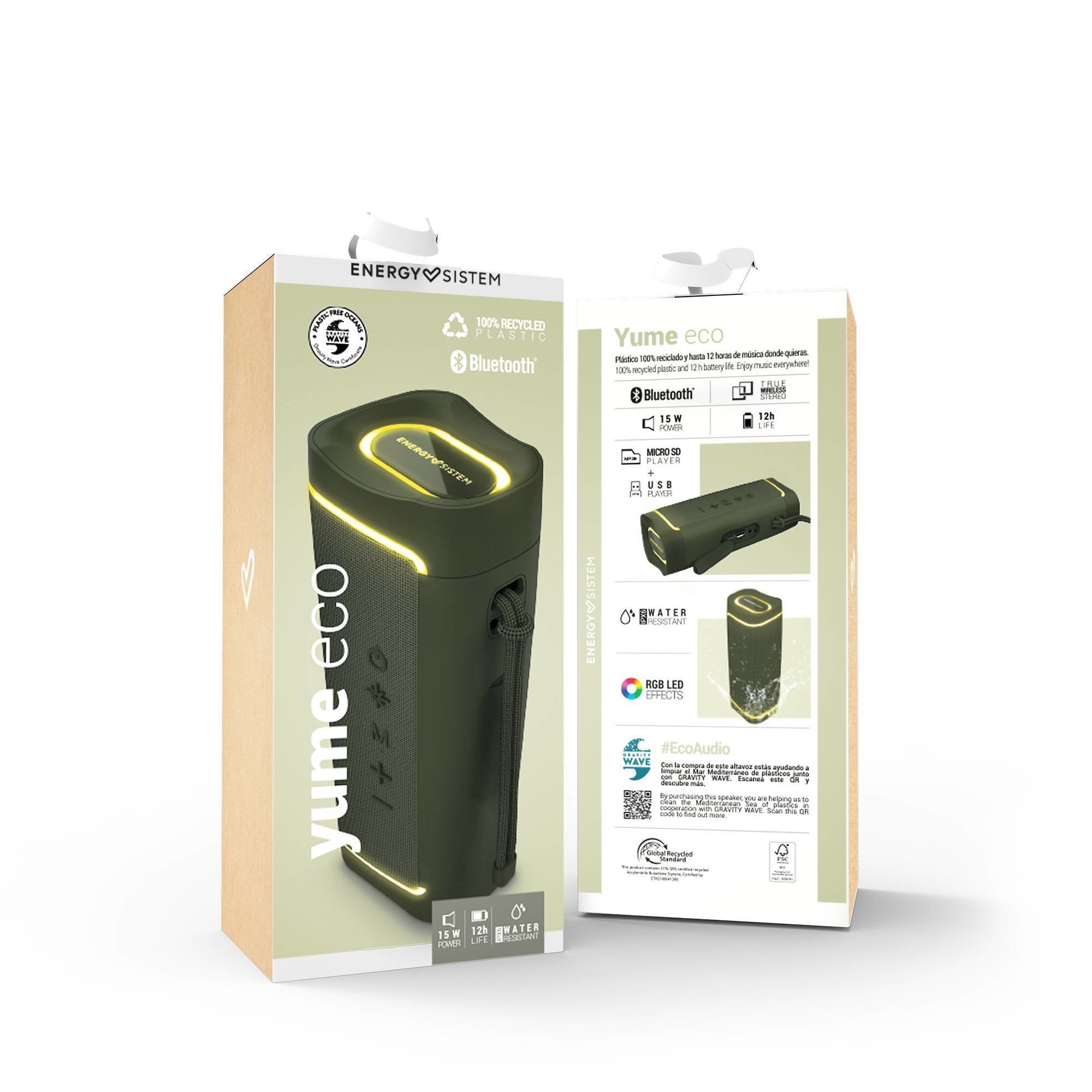 Altavoz Bluetooth Energy Sistem Yemo Eco Led Green