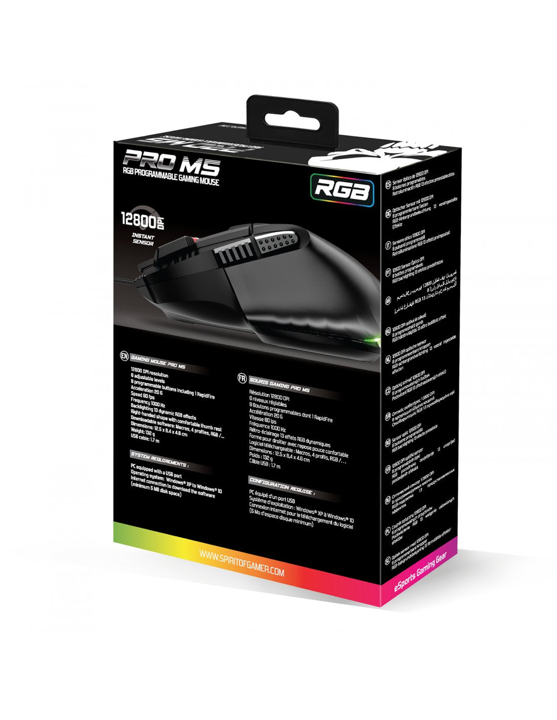 EAN 3700104455153 - Spirit of Gamer PRO-M5 ratón Juego mano derecha USB tipo A Óptico 12800 DPI imagen 4