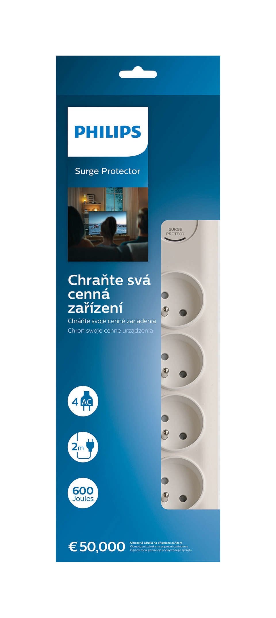 EAN 4895229115774 - Philips SPN7040WA/60 limitador de tensión Blanco 4 salidas AC 2 m imagen 2