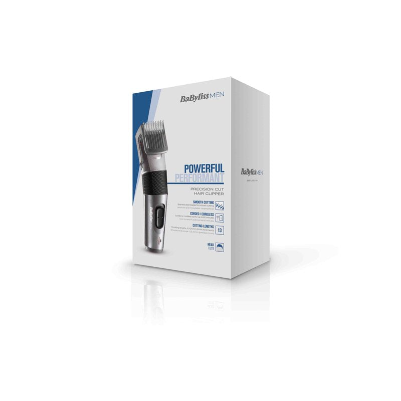 Babyliss Men E786e Cortapelos Eléctrico, Cuchillas Profesionales Full Metal, Uso Con/Sin Cable, 60 Min Autonomía, 12 Longitudes De Corte De 0.5 A 24 Mm