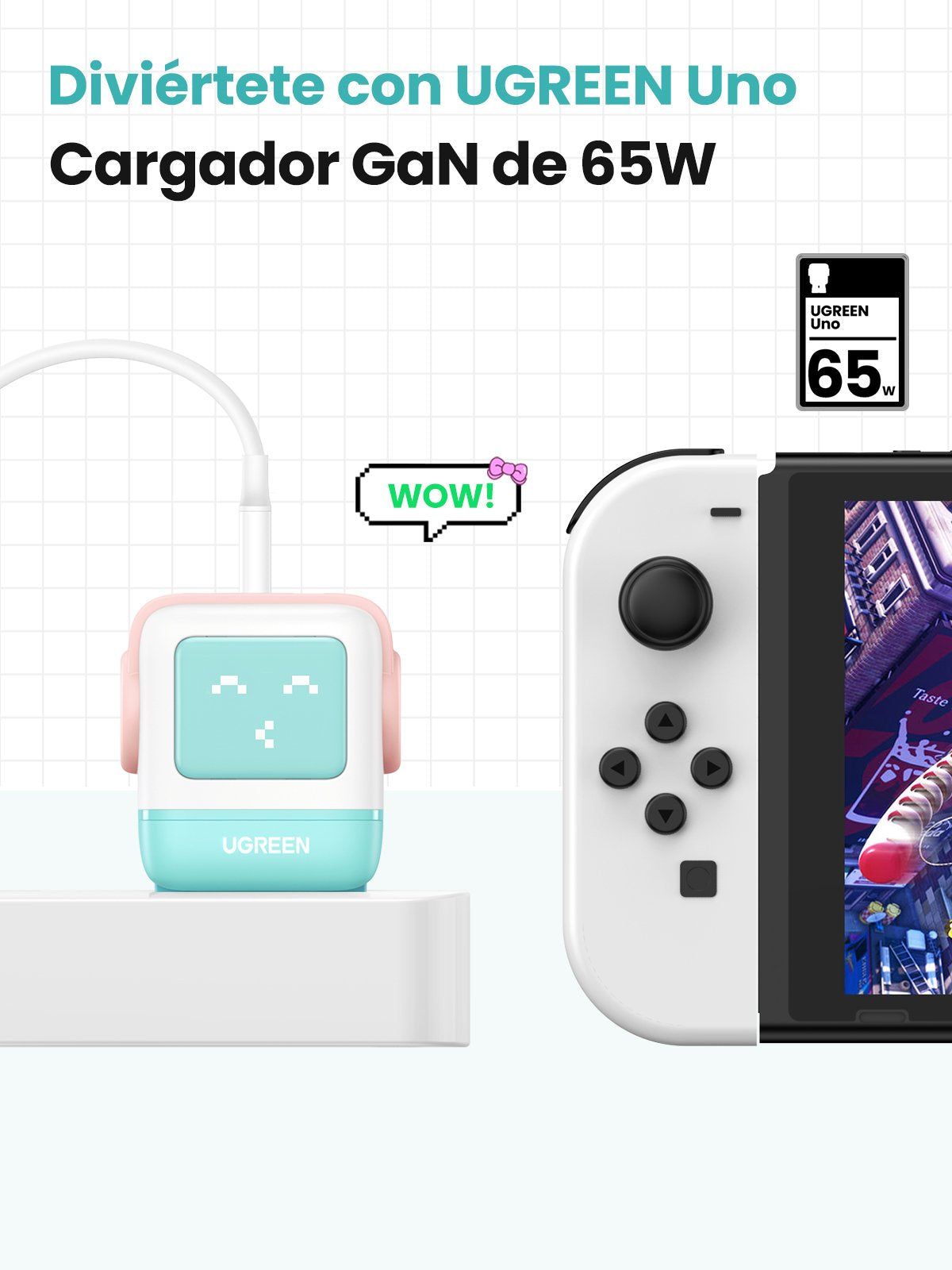 EAN 6941876238552 - Ugreen Uno RG 65W 3-Port GaN Fast Charger pink blue Ordenador portátil, Teléfono móvil, Portátil, Tableta imagen 5