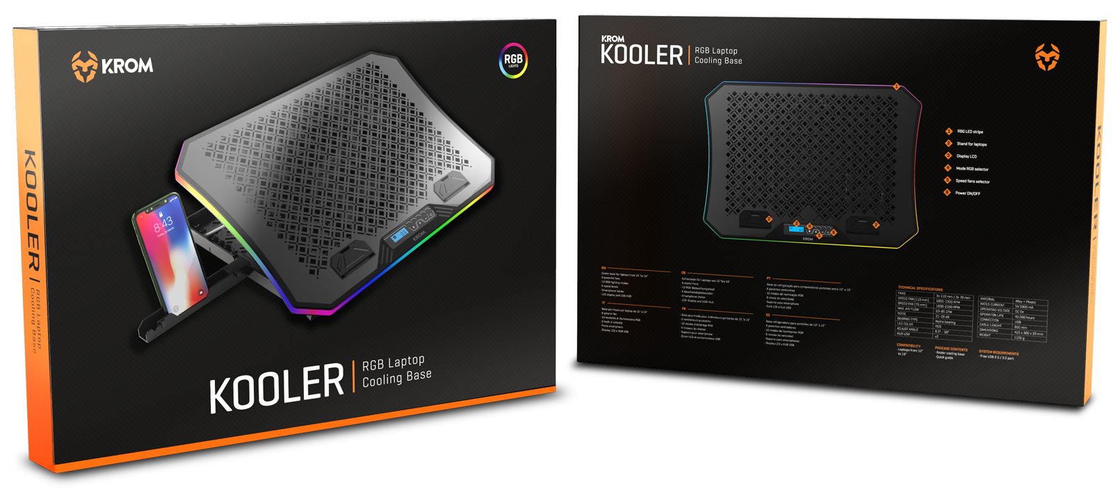 Krom Soporte Kooler Rgb Laptop Cooling Base