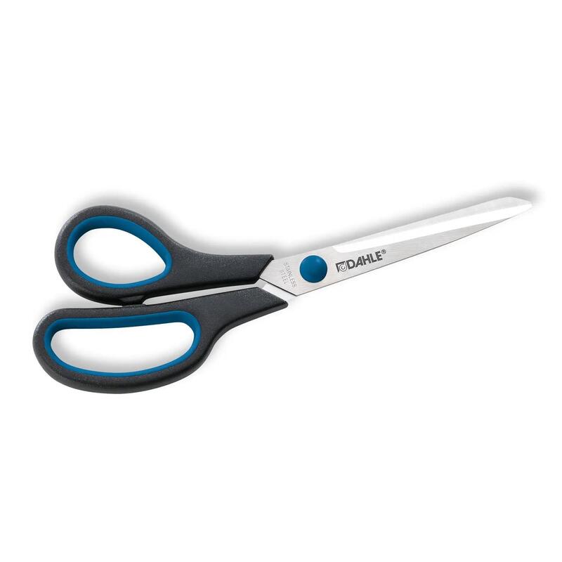 Dahle 54418 Office Comfort-Grip Tijeras De Acero Templado 21cm - Modelo Especial Para Zurdos - Hojas Afiladas - Mangos Revestidos De Goma