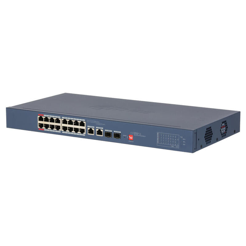 Dahua Cs4218-16et-190-V2 Switch Poe 16 Puertos 10/100 + 2 Combo Gigabit Rj45/Sfp Uplink 190w Gestionable En Cloud Layer2