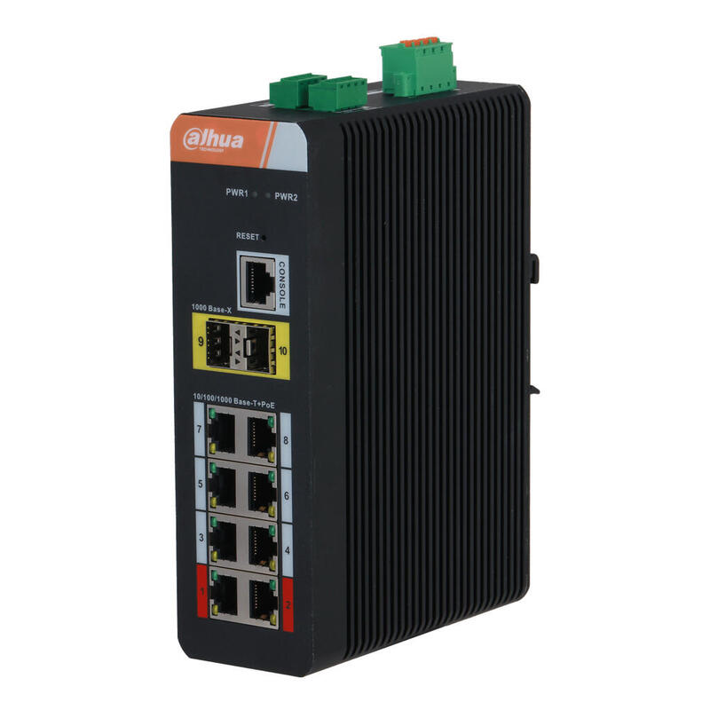 Dahua Is4210-8gt-120 Switch Poe 2.0 Industrial 8 Puertos Gigabit + 2sfp Uplink Gigabit 120w Manejable Layer2