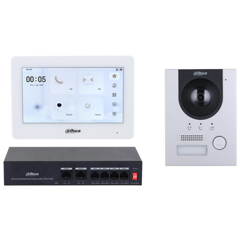 Dahua Ktp04-S2(S) Kit Videoportero Ip Exterior Para Superfície + Monitor Interior