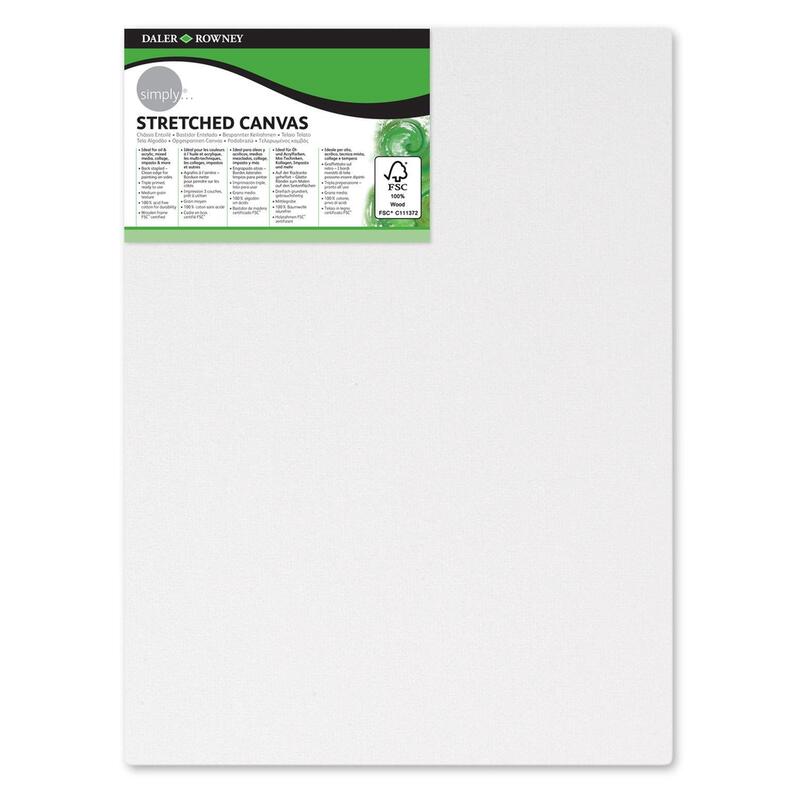 Daler Rowney Simply Bastidor Entelado 18x24cm - Imprimacion Triple - Grano Medio - 100% Algodon Sin Acido - 250g