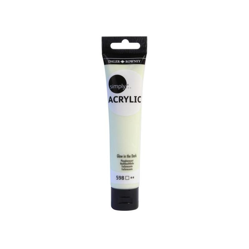 Daler Rowney Simply Pintura Acrilica - Tubo De Plastico - 75ml - Brilla En La Oscuridad - Fosforescente