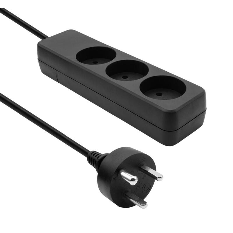 Danish Power Strip 3-Way 7m Edb Plug Black
