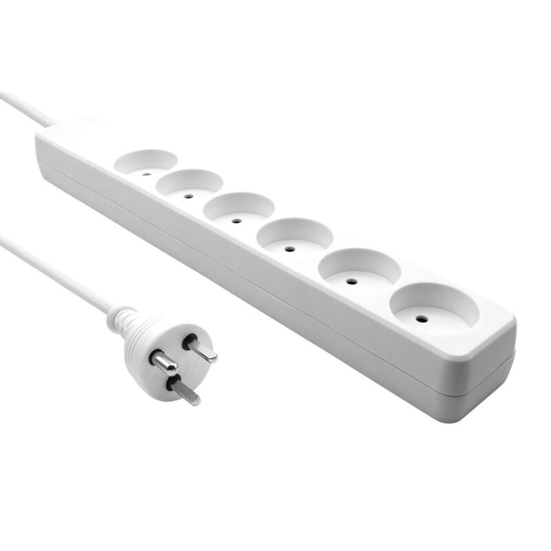 Danish Power Strip 6-Way 1m Edb White