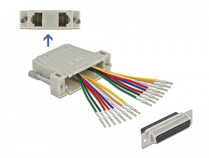 D-Sub Hd 44 Pin Crimp Buchse Zu 2 X Rj45 Buchse Mit Montagesatz Beige