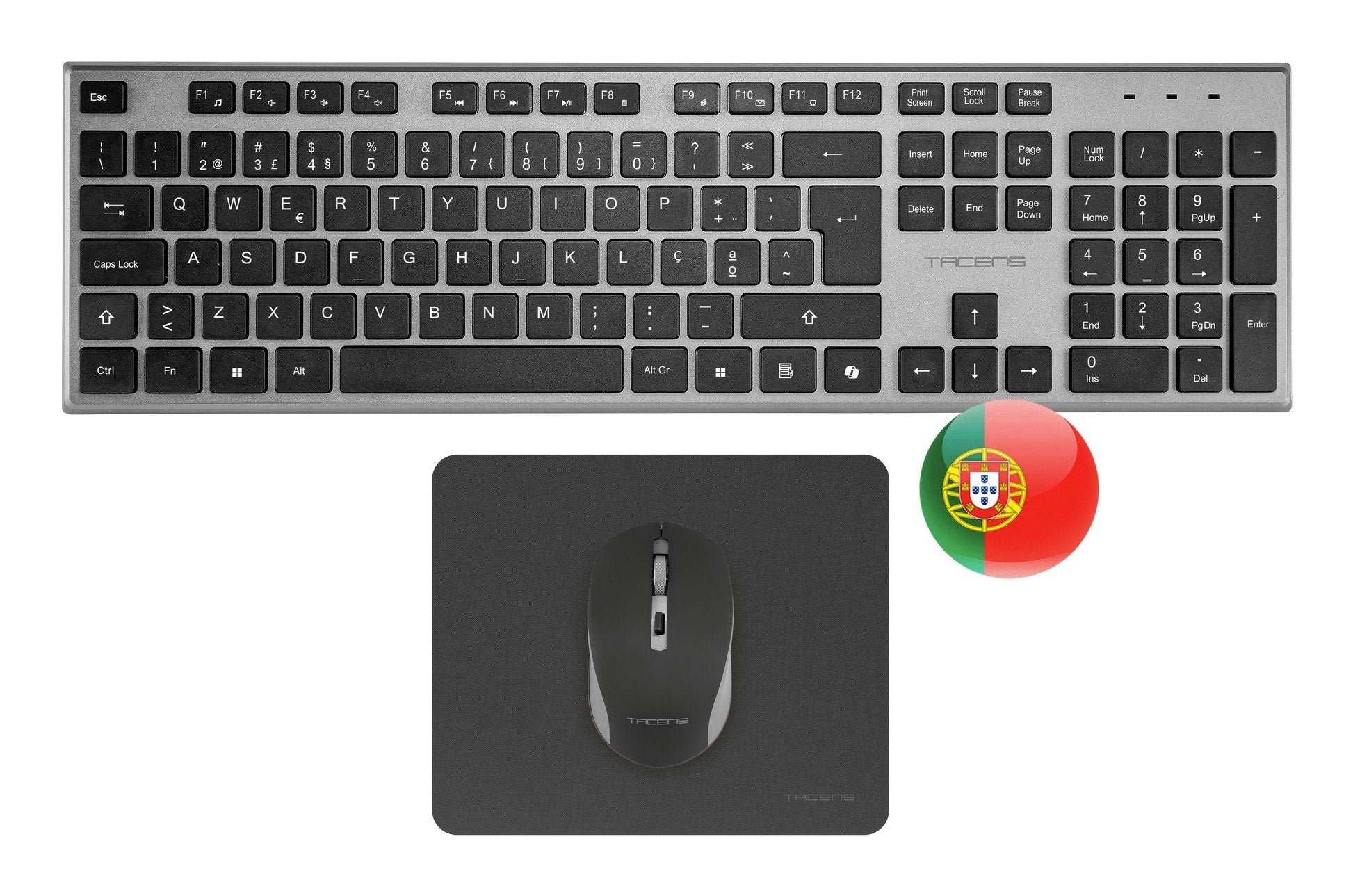 Teclado Mouse Y Alfombrilla Wireless Tacens Zenithwpt Low Profile Tecla Copilot 3200dpi Negro Portug