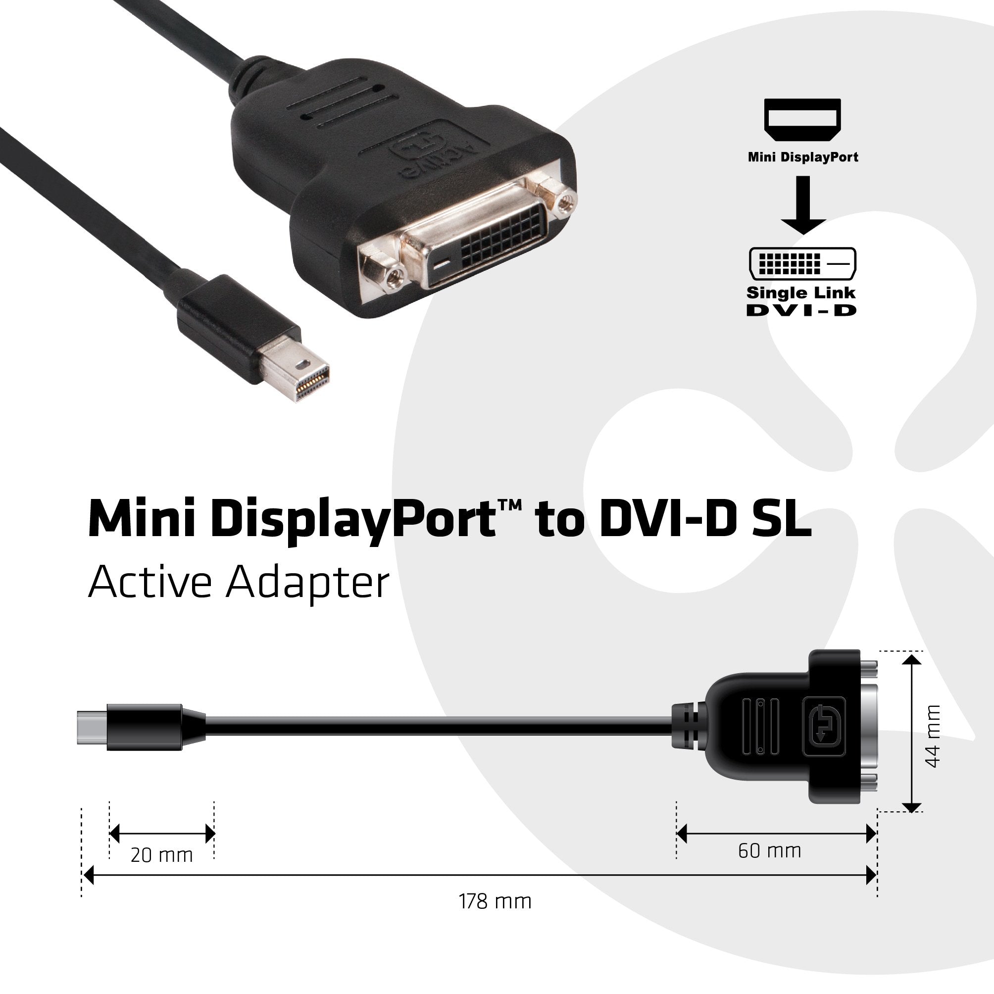 EAN 8717249408826 - CLUB3D Mini DisplayPort to DVI-D Active Adapter Cable imagen 2