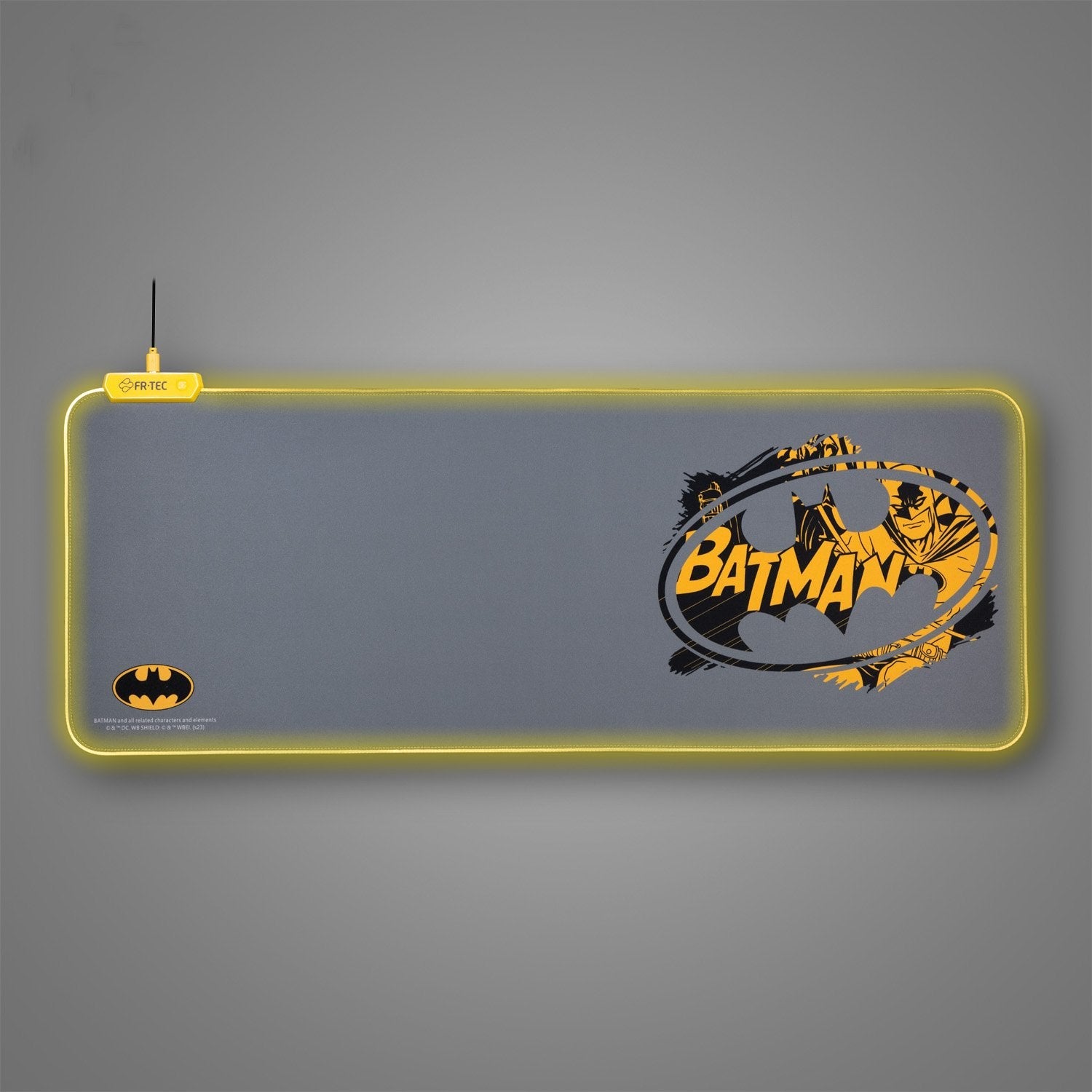 Fr-Tec Batman Alfombrilla Para Teclado Y Raton Xl - Luz Led En Bordes - Diseño Antideslizante - Diferentes Modos De