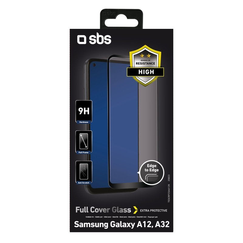 Sbs Glass Protector De Pantalla Full Cover Para Samsung Galaxy A12 / A32 5g, Negro