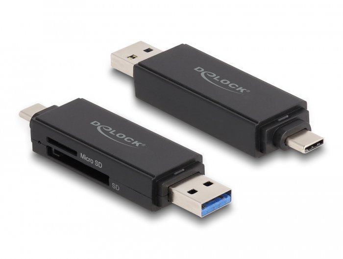 Lector De Tarjetas Externo Delock Superspeed Usb 5 Gbps Usb Type-C / Tipo-A Para Tarjetas De Memoria Sd Y Micro Sd