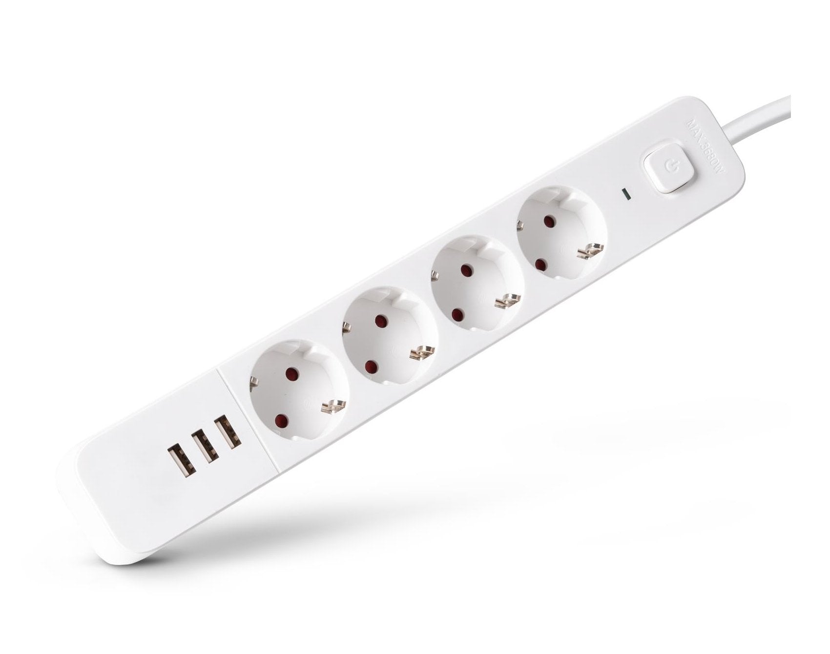 Entac Meckdosenleime 4fach 3x Usb-A, 1,5m Blanco