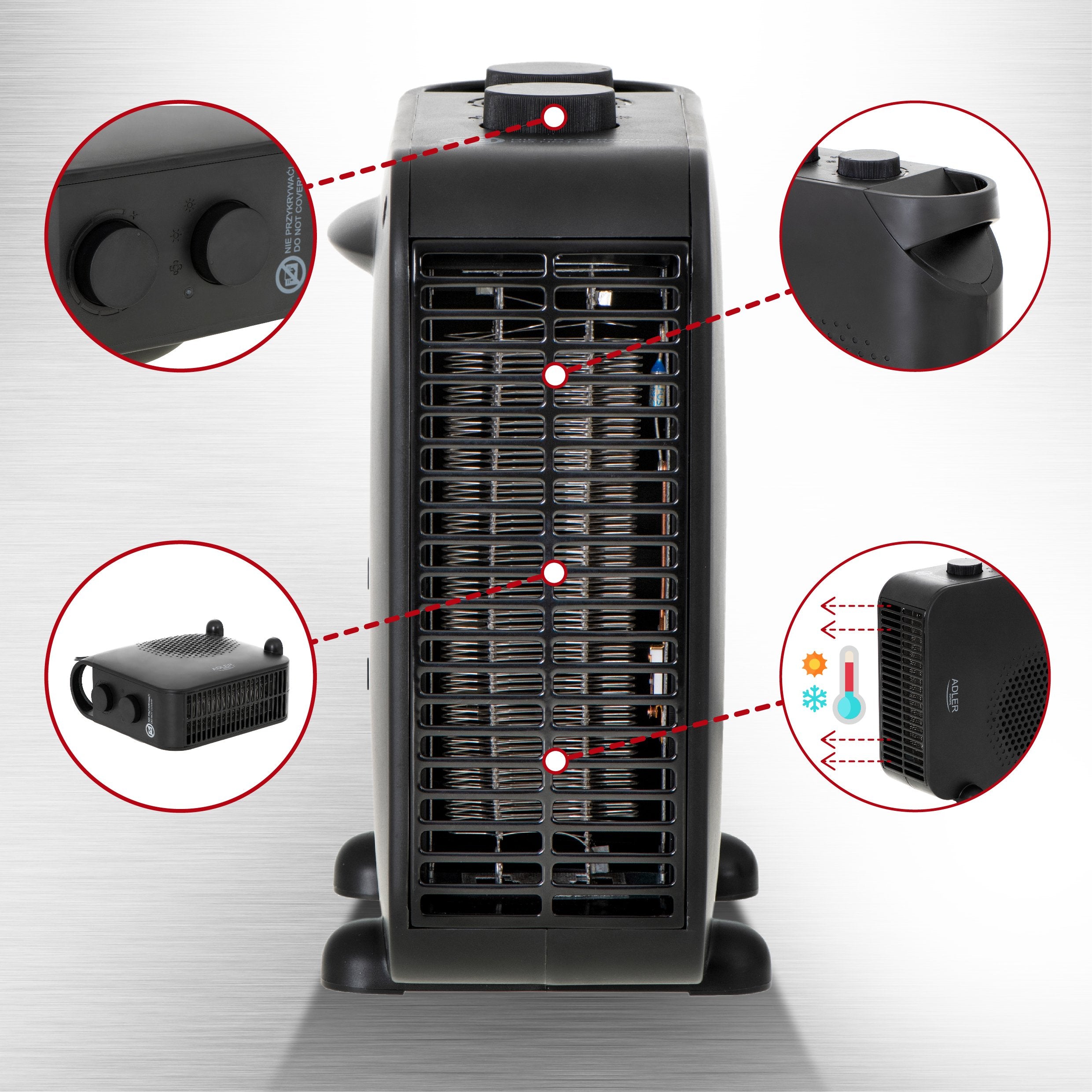 EAN 5903887801324 - Adler AD 7725B calefactor eléctrico Interior Negro 2000 W Ventilador eléctrico imagen 3