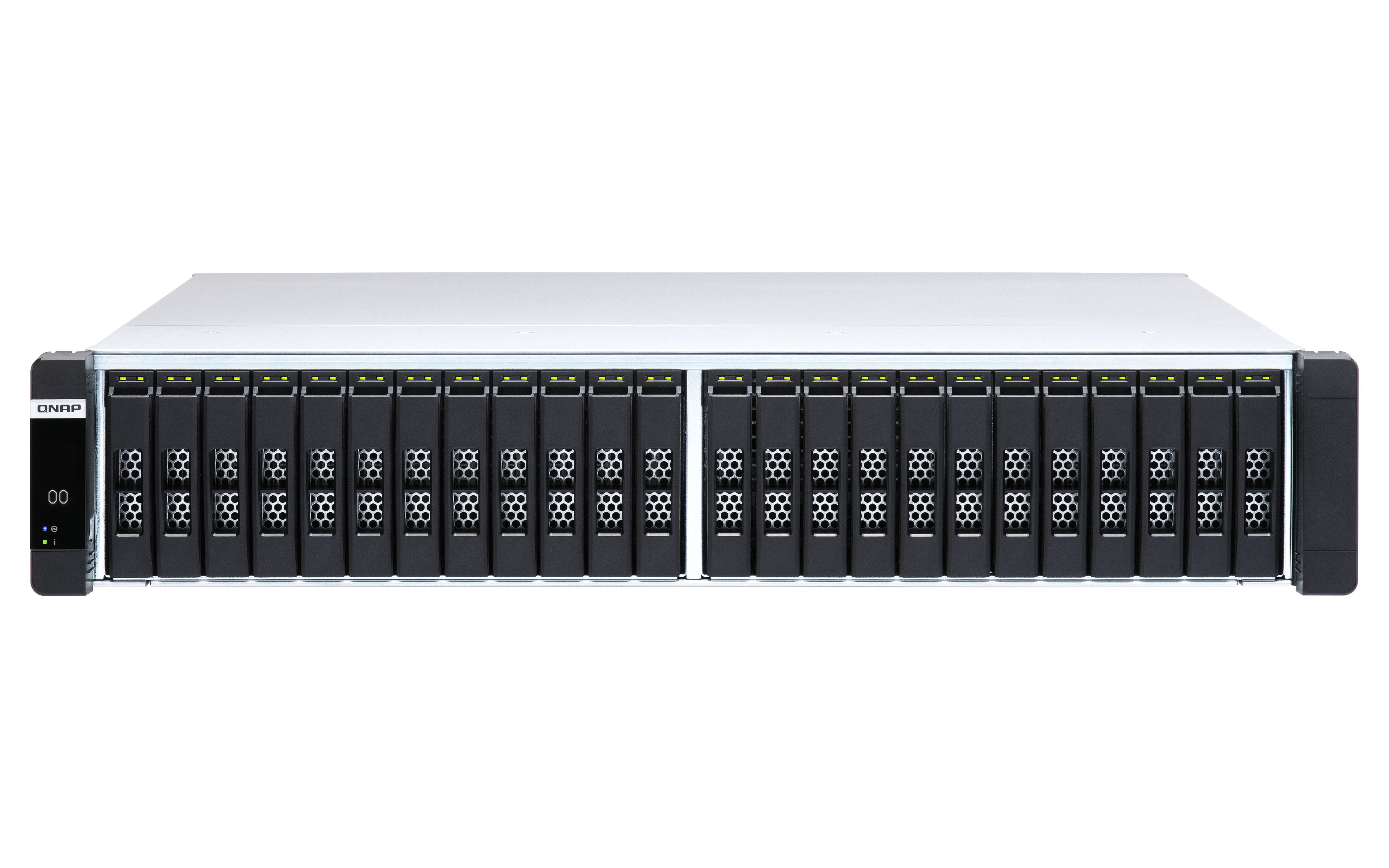 Qnap Es2486dc-2142it-128g 24-Bay Enterprise Zfs Nas Sas 12g 6g Xeon D-2142it 128gb Ram 7-Lan 4 Sfp+ 3 Rj45 For Each Controller