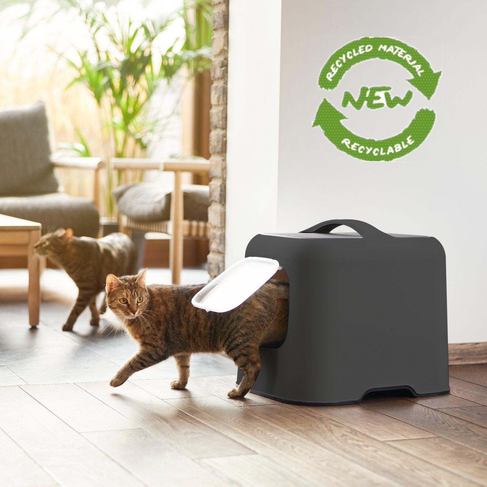 EAN 7610859245038 - Rotho BIALA Gato Caja de arena con cubierta Negro, Gris imagen 2