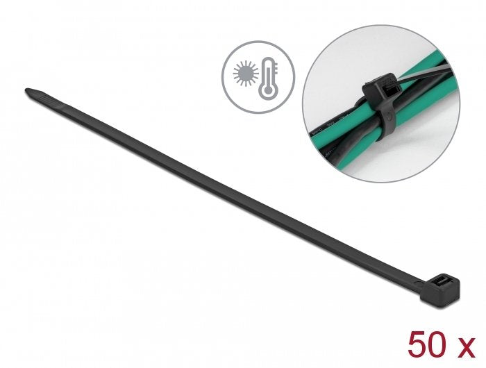 Delock Cablebinder Hitzebeständig L 380 X B 7,6 Mm Schwarz 50 Stück