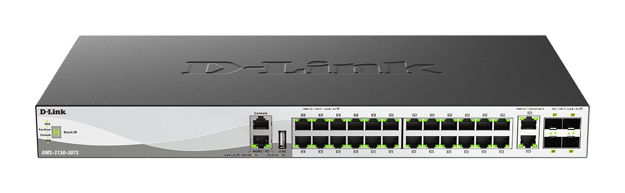 Switch Gestionable D-Link Dms-3130-30ts 24x100/1000/2.5gbase-T / 2x100/1000/2.5g/5g/10gbase-T / 4 Puertos 10g/25g Sfp28
