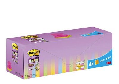 Post-It Super Sticky Pack De 24 Blocs De 90 Notas Adhesivas Reposicionables - Forma Cuadrada - 76x76mm - En Zig-Zag -