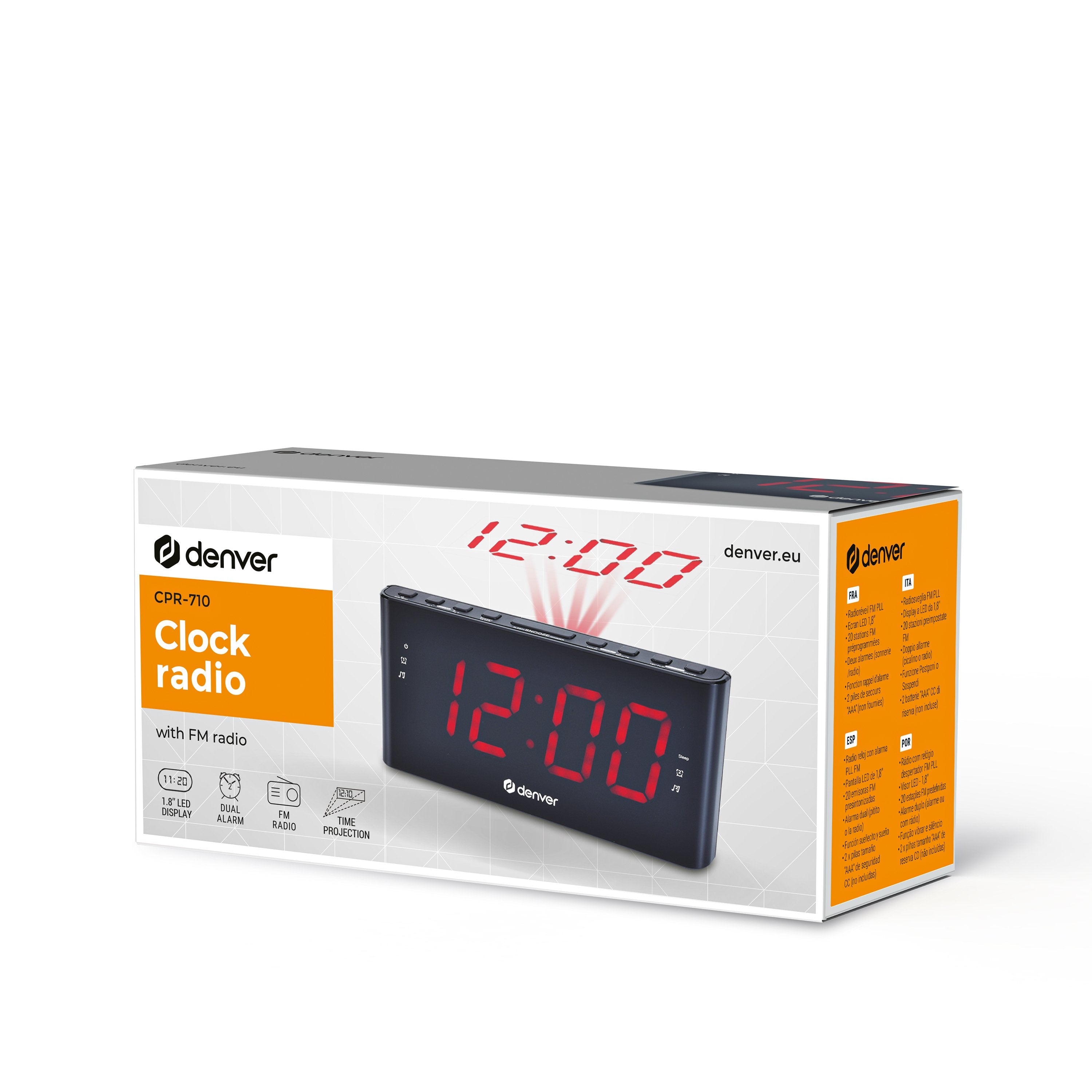 EAN 5706751060137 - Denver CPR-710 despertador Reloj despertador digital Negro imagen 2