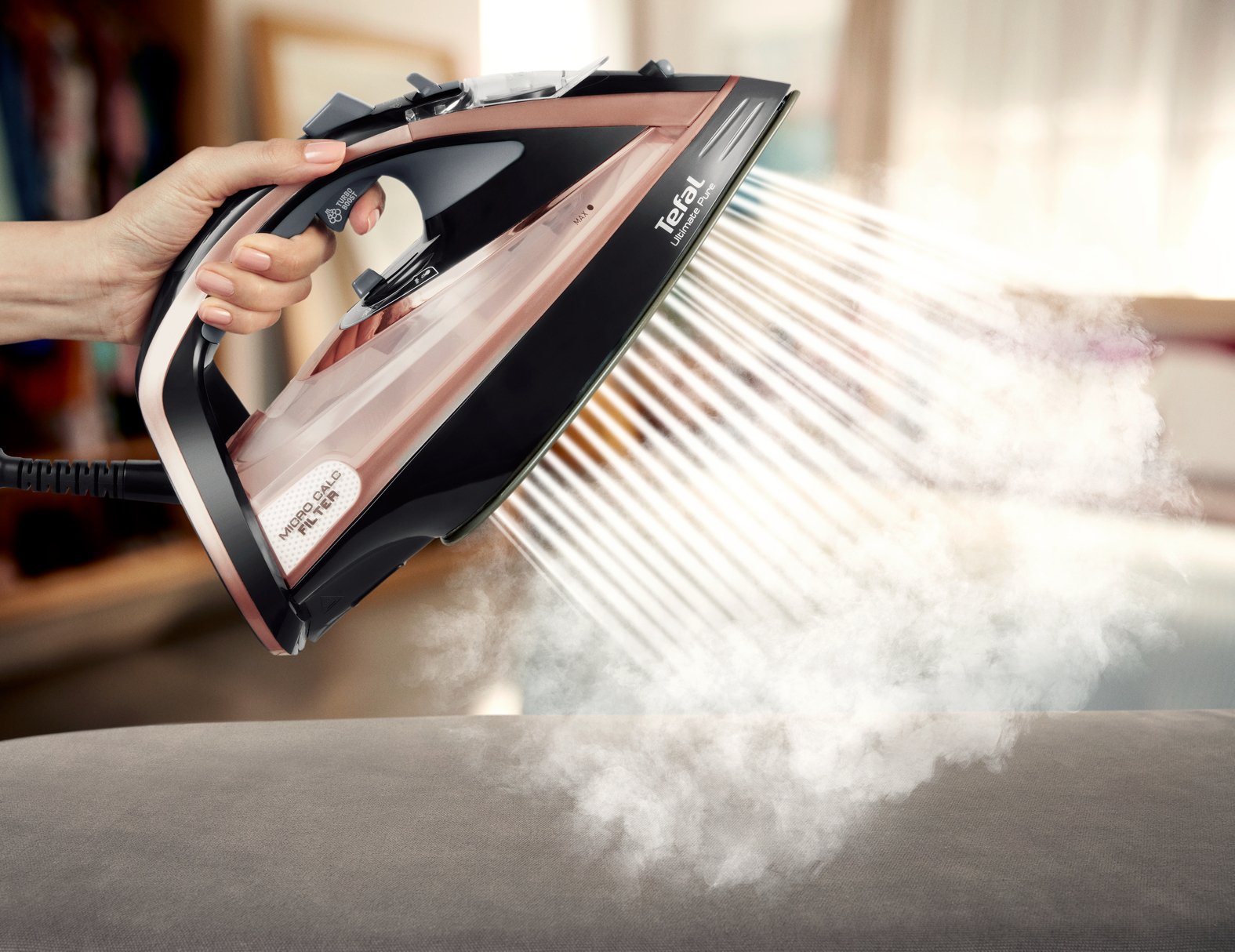 EAN 3121040069271 - Tefal Ultimate Pure FV9845 Plancha vapor-seco Suela Durilium Autoclean 3100 W Negro, Cobre imagen 18