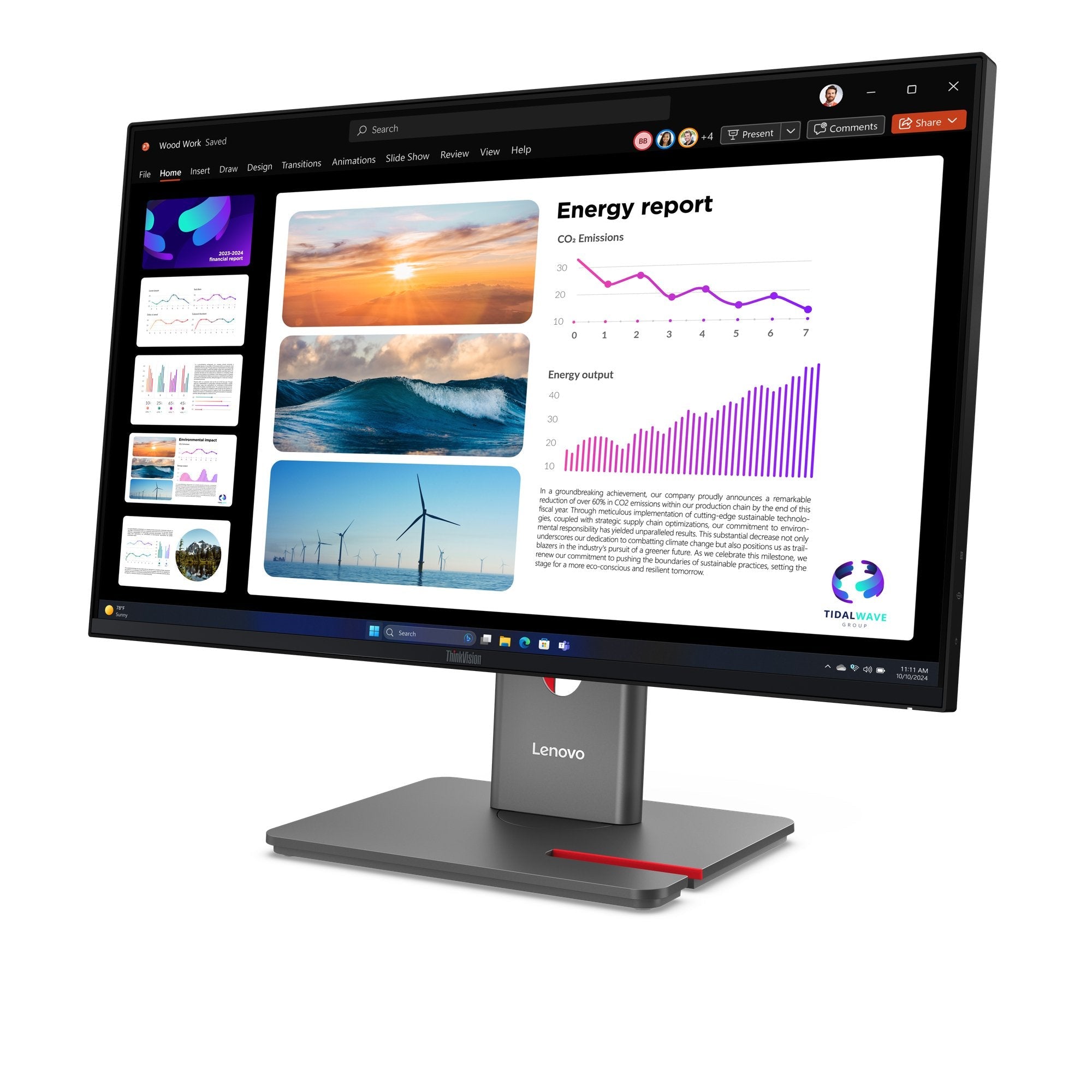 Lenovo Thinkvision P24q-40 Monitor Led 24" (23.8" Visible) 2560 X 1440 Qhd @ 120 Hz Ips 300 Cd/M² 1500:1 Hdr10 4 Ms Hdmi Displayport Negro Azabache