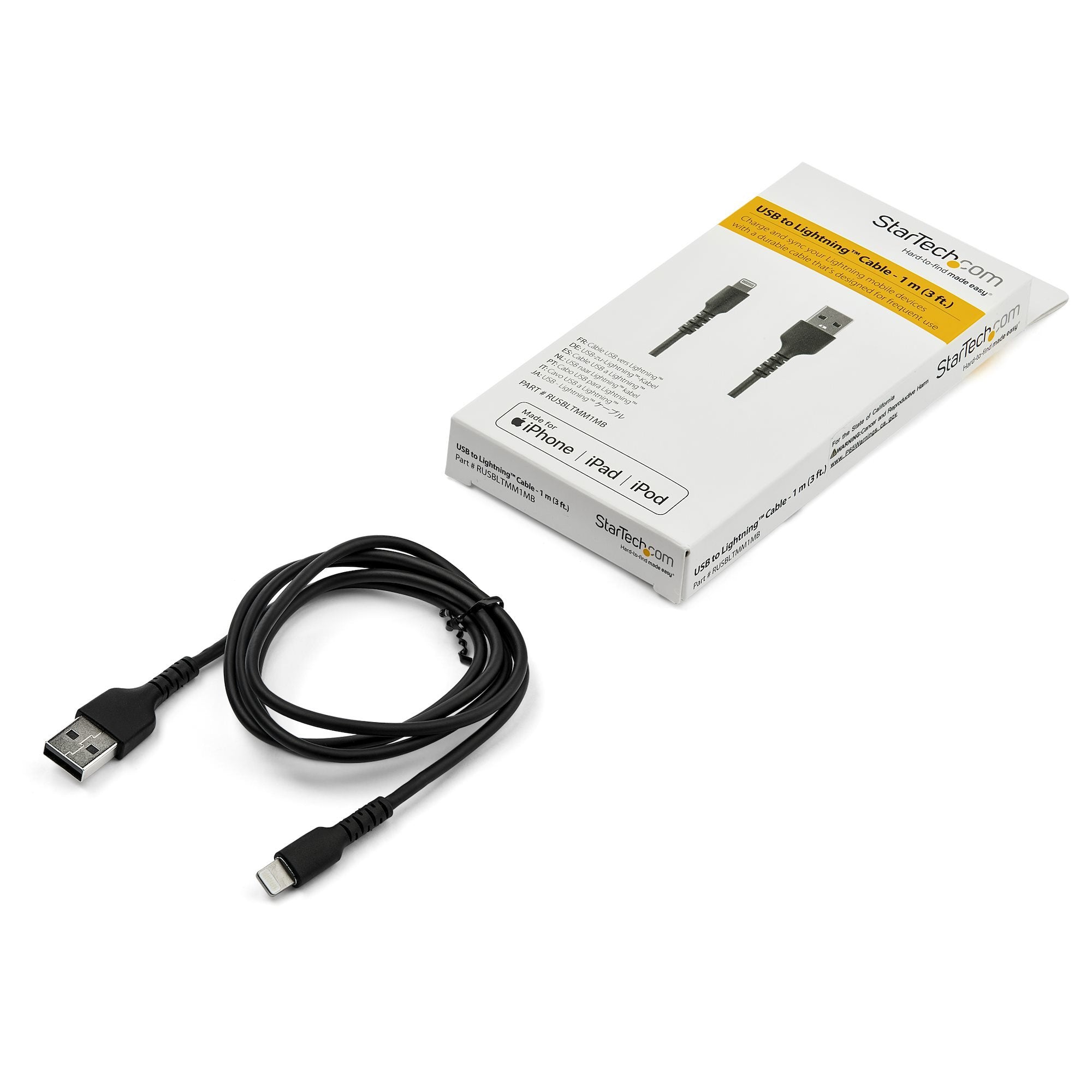 Cable De 1m Usb A Lightning Cabl Certificado Mfi Apple Negro