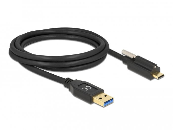 Delock Usb 10 Gbps Cable Typ-A Stecker Zu Usb Type-C Stecker Mit Schraube Oben 2 M