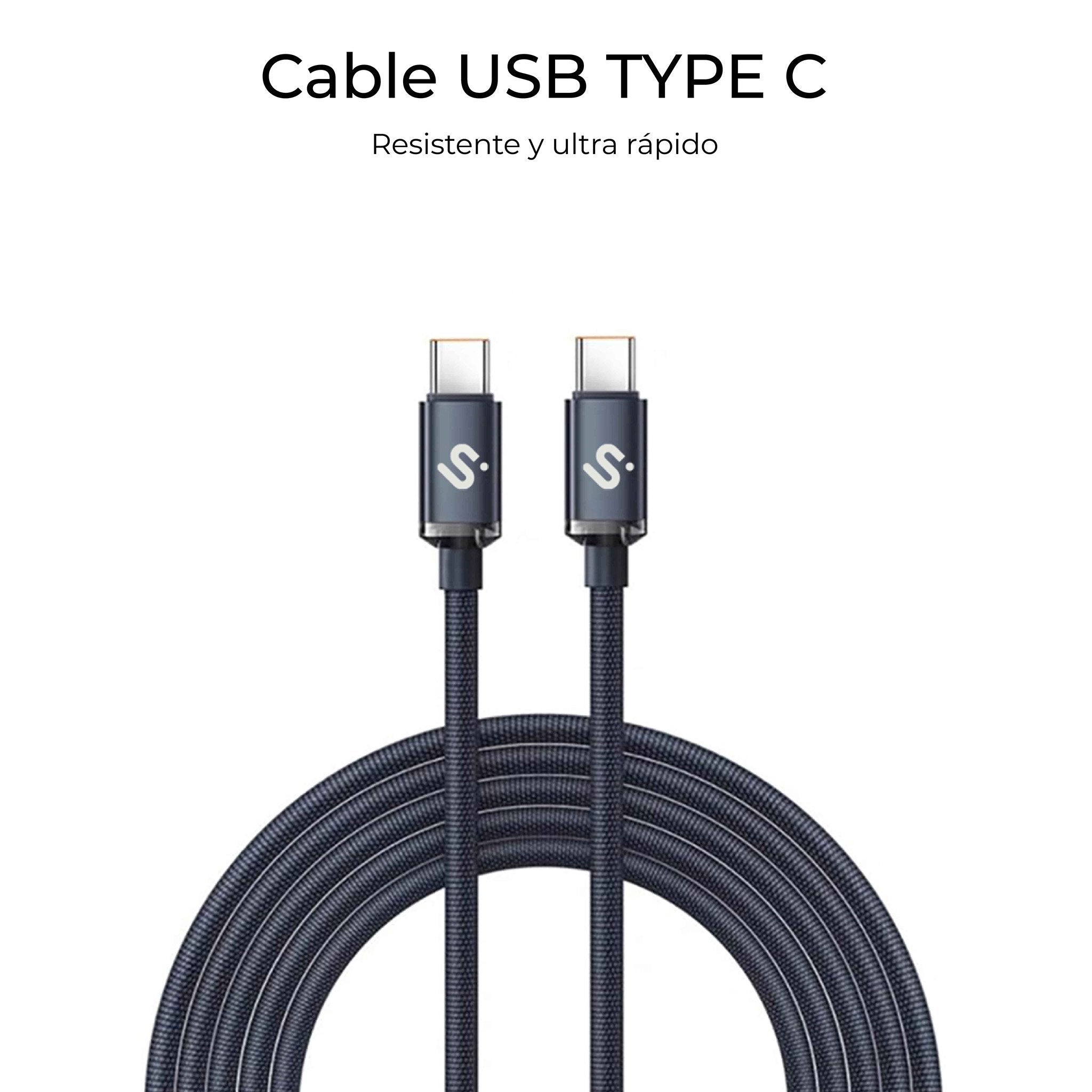 Cable Optimus 60w Usb-C/Usb-C 1 M Negro Subblim 60w/ Longitud: 1m/ Usb-C &Harr; Usb-C/ Pd
