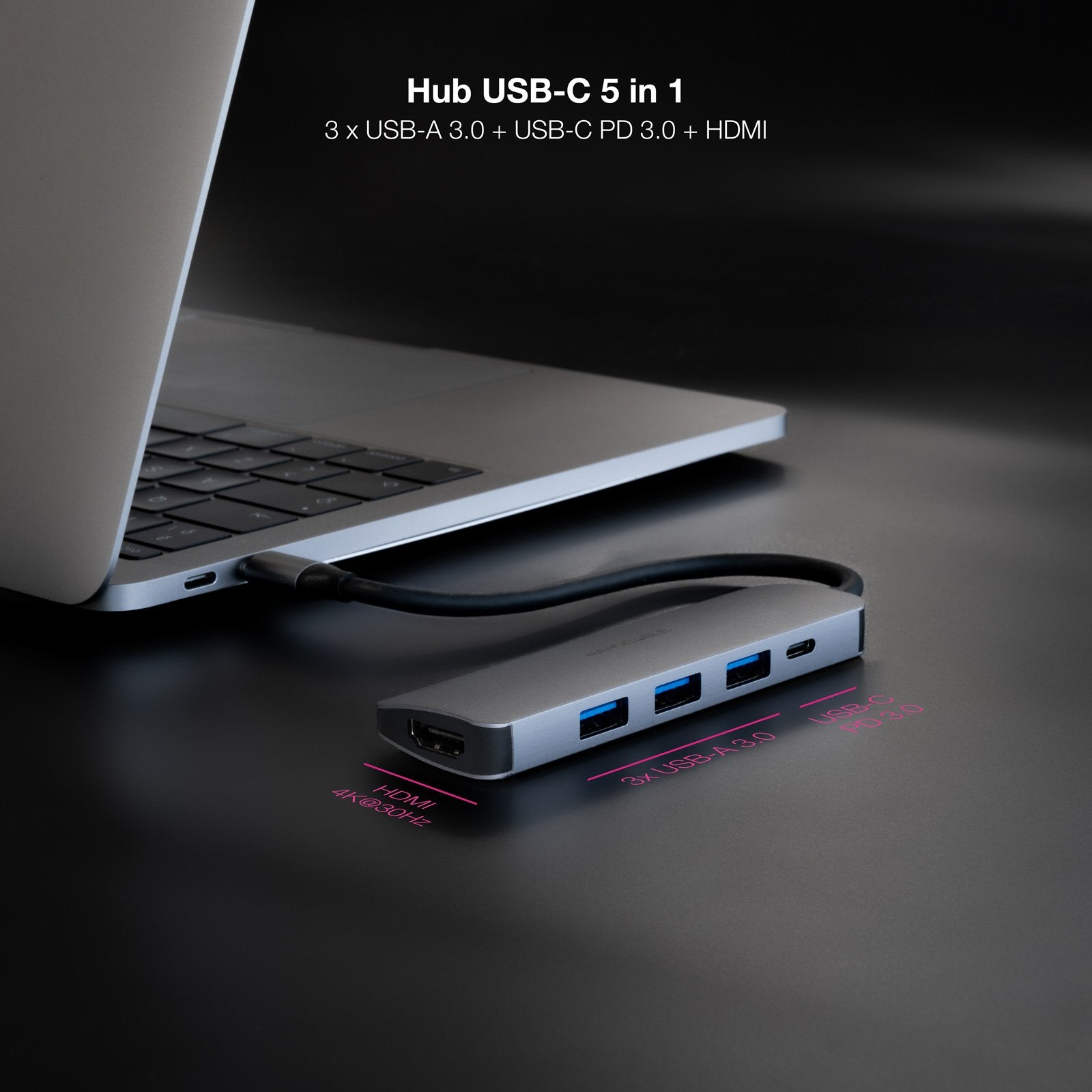EAN 8433281015548 - Nanocable 10.16.4605 base para portátil y replicador de puertos Alámbrico USB 3.2 Gen 1 (3.1 Gen 1) Type- imagen 3