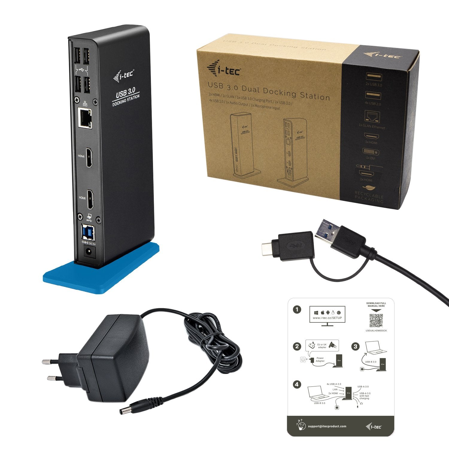 EAN 8595611703843 - i-tec U3DUALHDMIDOCK base para portátil y replicador de puertos Alámbrico USB 3.2 Gen 1 (3.1 Gen 1) Type- imagen 5