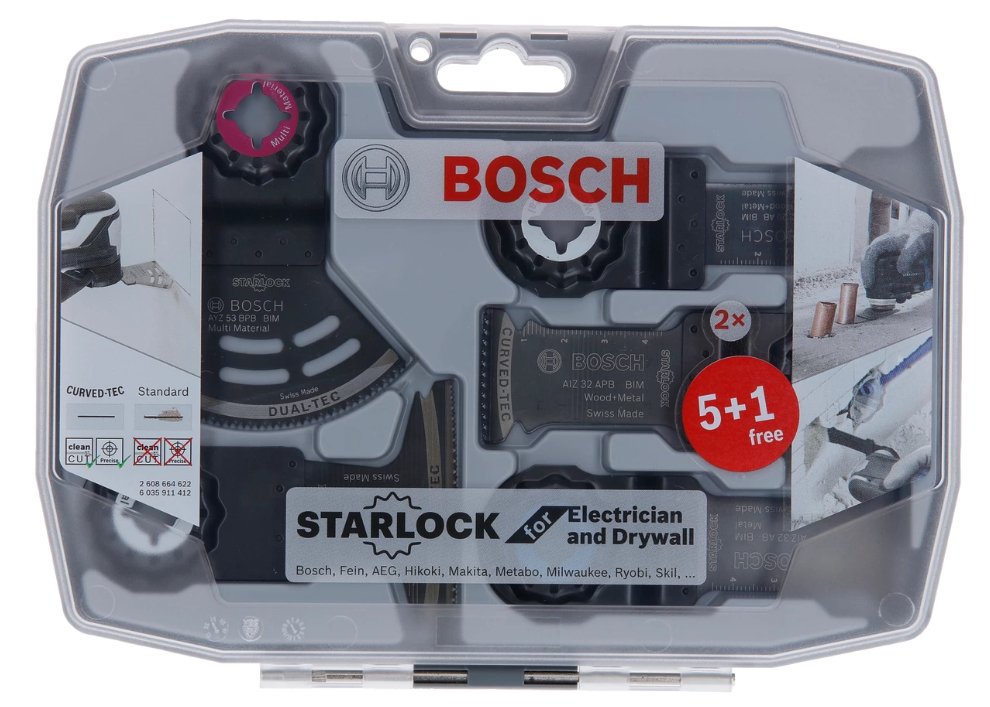 Bosch Professional Starlock Best Of Electrician & Drywaller Set 5+1, Juego De Hojas De Sierra De 6 Piezas, Para Herramientas Multifuncionales 2608664622