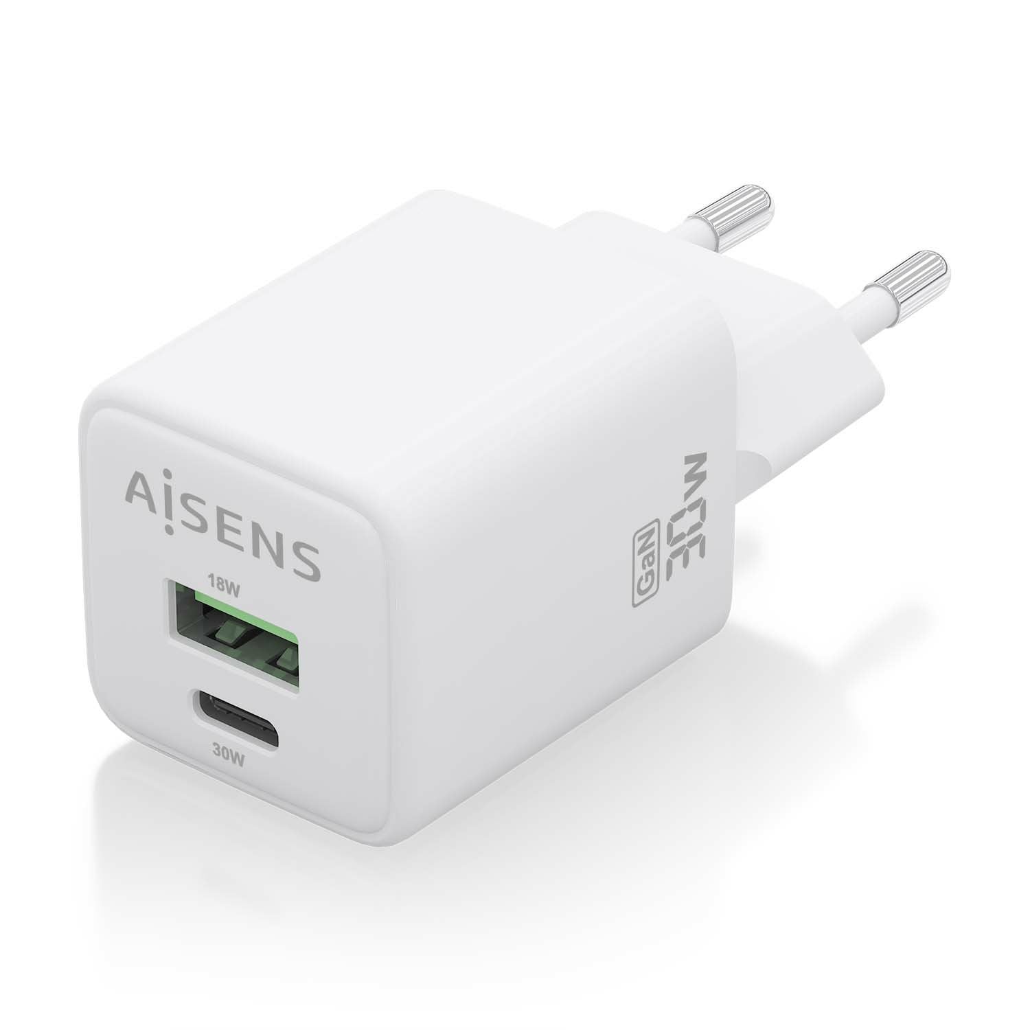 EAN 8435739901281 - AISENS ASCH-30W2P037-W cargador de dispositivo móvil Universal Corriente alterna Carga rápida Interior imagen 2
