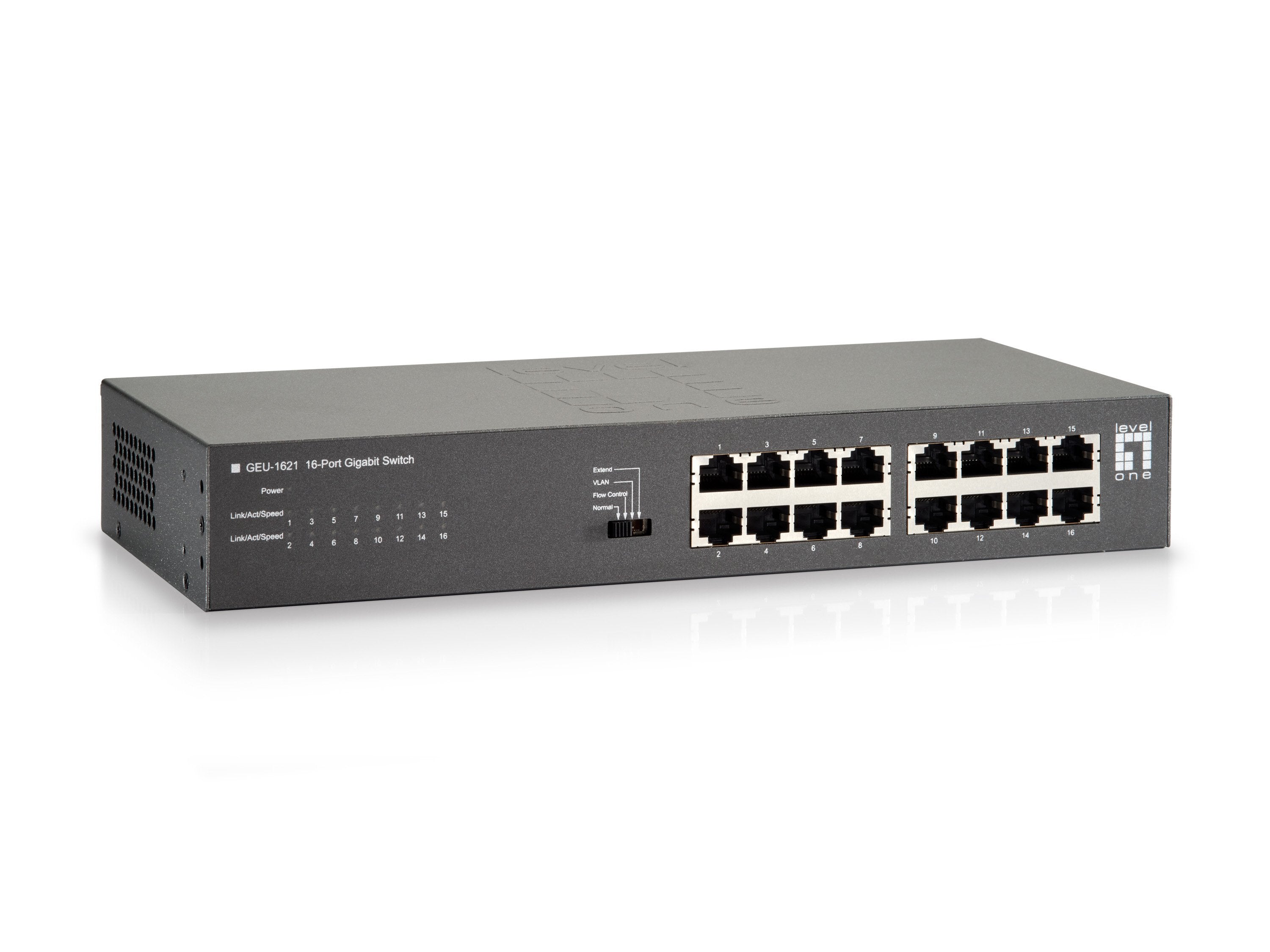 Level One Switch No Gestion 16p 10/100/1000 Mini Con Kit Montaje Rack 19
