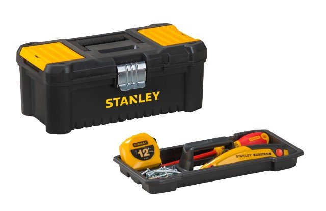 Stanley Kunststoffbox Essential, 12,5" (Negro/Amarillo, Mit Organizer U. Metallschliessen) Stst1-75515