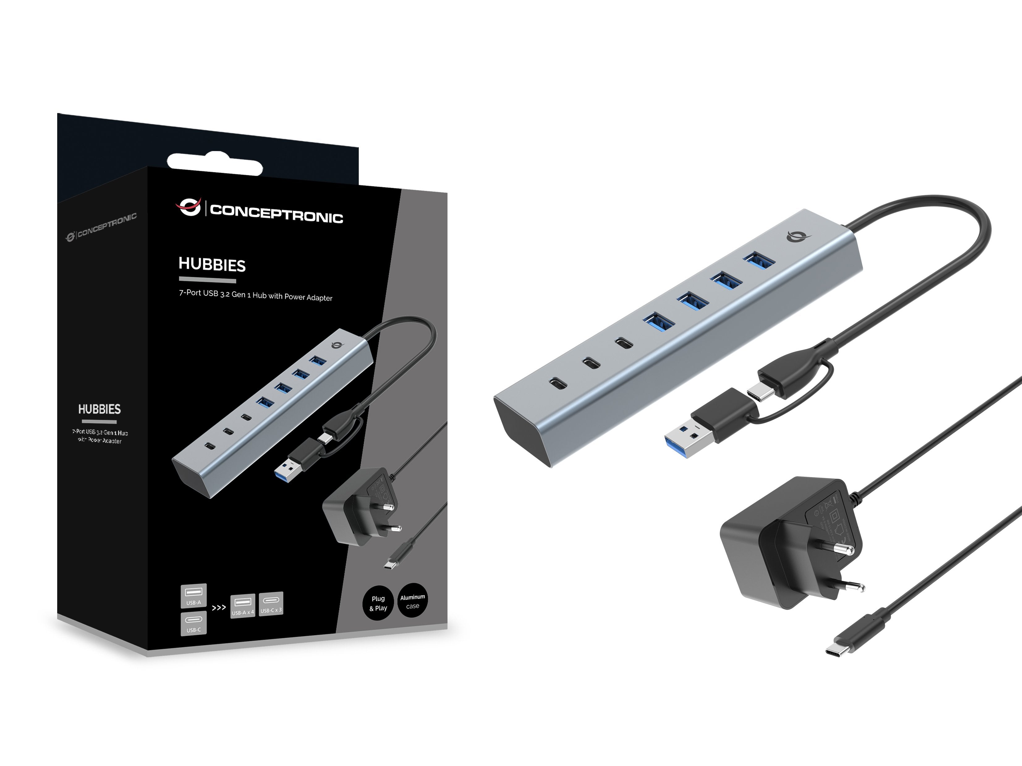 EAN 4015867238295 - Conceptronic HUBBIES20GP hub de interfaz USB 3.2 Gen 1 (3.1 Gen 1) Type-C 5000 Mbit/s Gris imagen 4