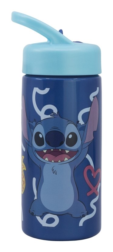 Safta Stitch Sweet Botella De 410ml - Pvc Sin Bpa - Valvula De Salida De Agua - Asa Superior - Tapon Roscado -