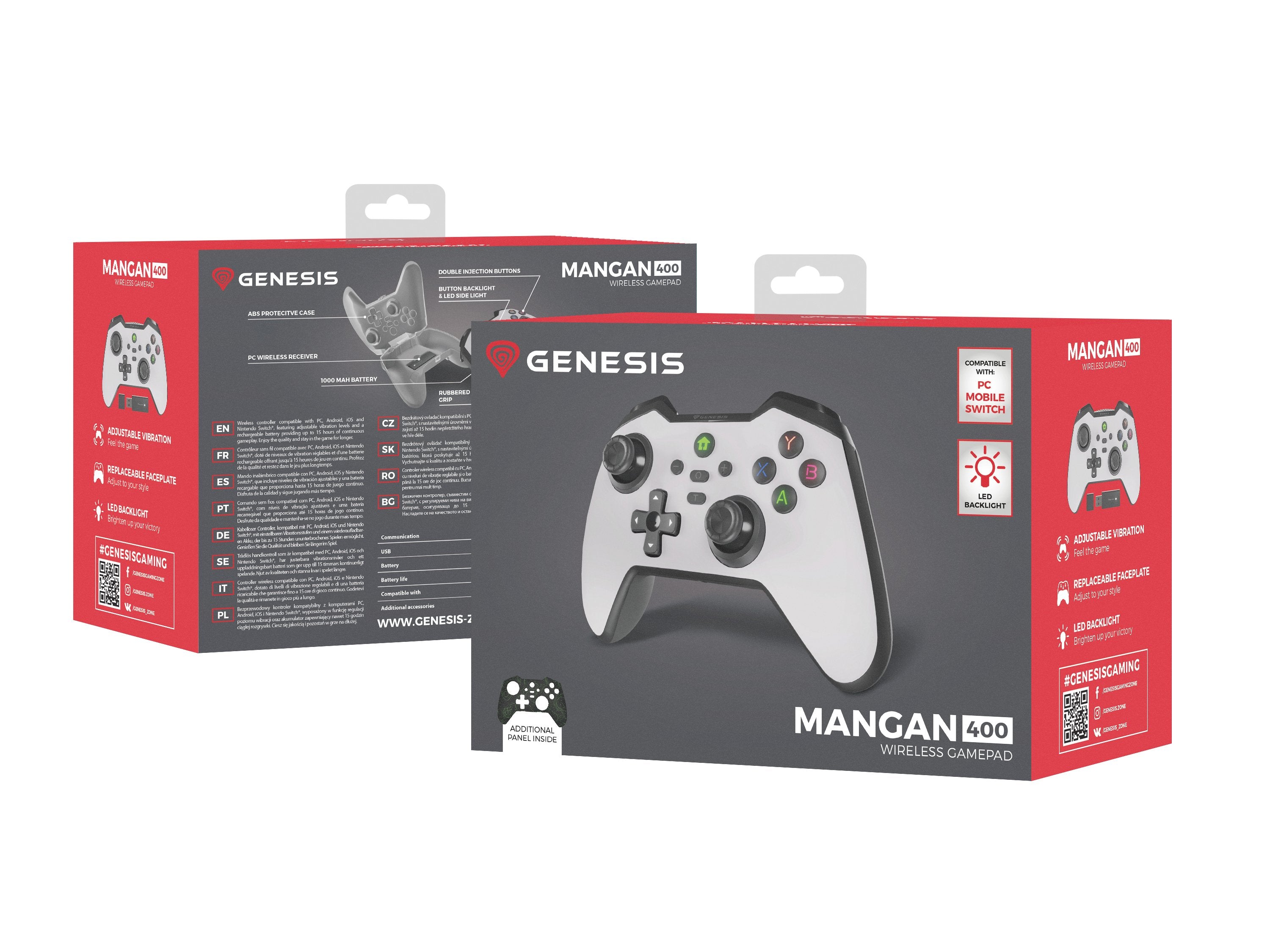 Gamepad Genesis Mangan 400 Wireless (For Pc/Switch/Mobile) Blanco