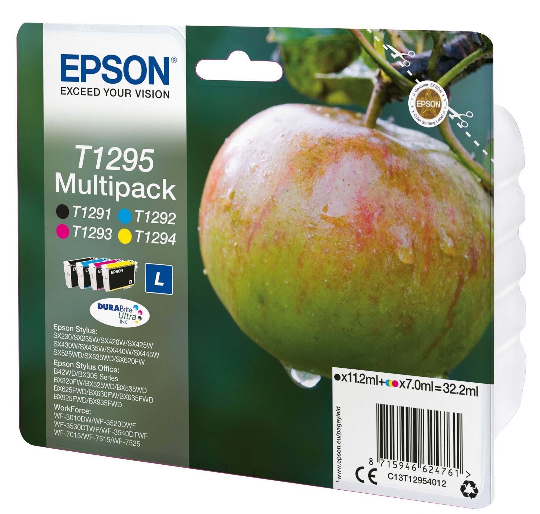 Tinta Original Epson T1295 Multipack Paquete De 4 32.2 Ml Negro