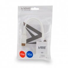 Savio Cl-27b Adaptador De Cable De Vídeo Hdmi Tipo A (Estándar) Vga (D-Sub) Blanco
