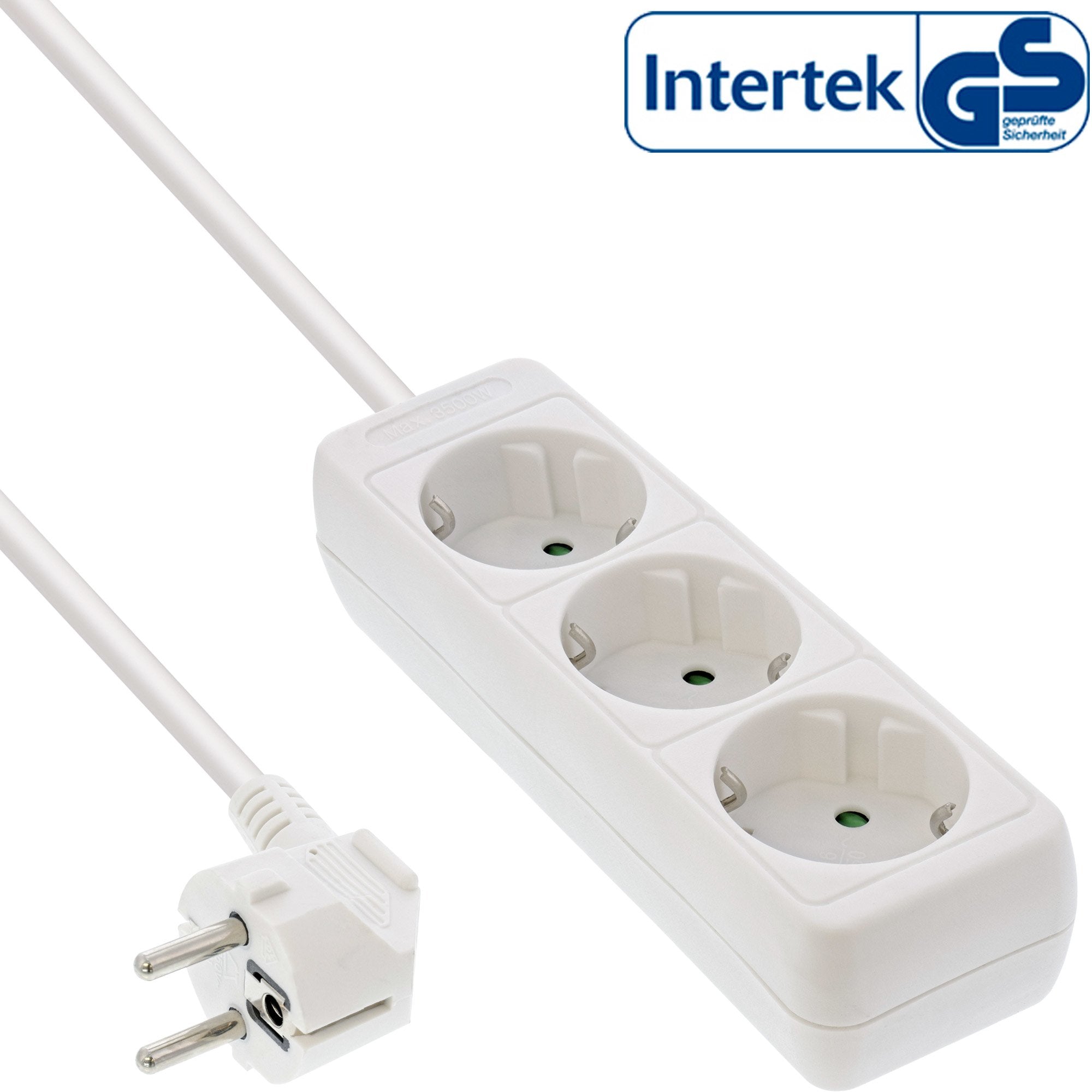 Inline Regleta 3 Tomas 3x Tipo F Con Seguridad Para Niños Blanco 1.5m